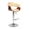 Armen Living Paris Cream Faux Leather Adjustable Height Swivel Walnut Wood and Chrome Bar Stool LCPASWBACRWA - alternate 1